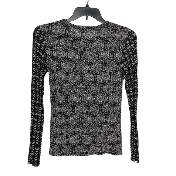 Philosophy M Medium 8 - 10 Crewneck Shirt Black Pattern Long Sleeve Lightweight - Picture 3 of 7